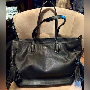 Kate Spade Pratt Street Brandice Tassel XL Black Leather Tote